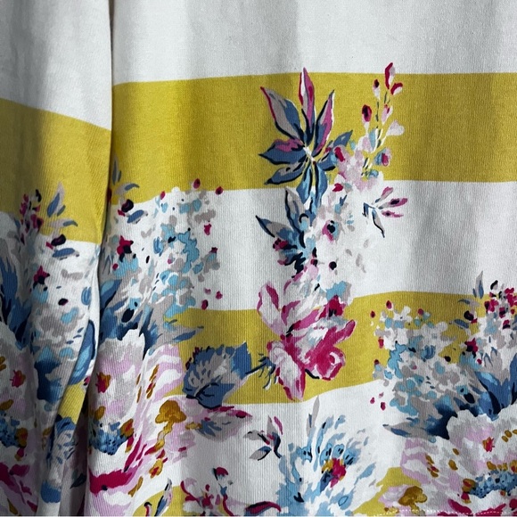 Joules Women’s Yellow Stripe Floral Long Sleeve Tee size 12 - Picture 7 of 16